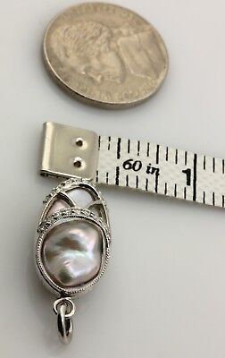 Platinum ballerina slipper shoe pendant baroque pearl round diamond 5.26 grams