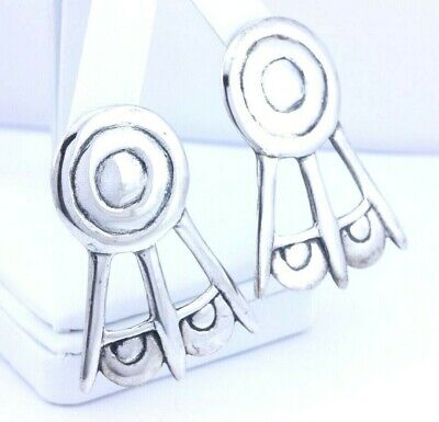 sterling silver earrings stud drop dangle 16.37g wheel feather medicine vintage