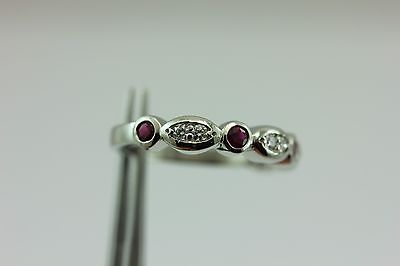 Platinum anniversary ring .17ctw round diamond .38ctw round ruby sz 7.5 custom