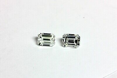 GIA diamond emerald cut matched pair 1.61ctw E F VS2 5.8x4.3mm natural new