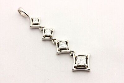Journey Pendant 14k white gold 1/2ctw princess diamond dangle drop necklace new