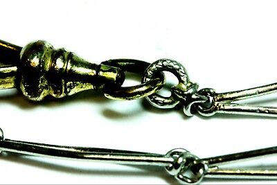 PLATINUM 14" ART DECO POCKET WATCH FOB CHAIN NECKLACE 14K Y GOLD BRASS KREISLER