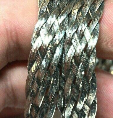 925 Italy sterling silver 18" 10mm woven herringbone necklace lobster 19.43g