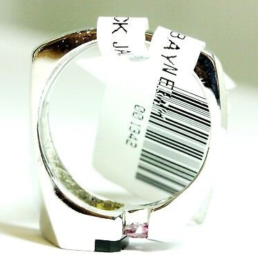 14k white gold Michael Angelo pink sapphire black jadeite ring band size 6.25