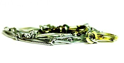 PLATINUM 14" ART DECO POCKET WATCH FOB CHAIN NECKLACE 14K Y GOLD BRASS KREISLER