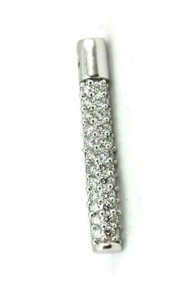 14k white gold .59 ctw round diamond cylinder tube pendant new 1 inch EF VS-SI1