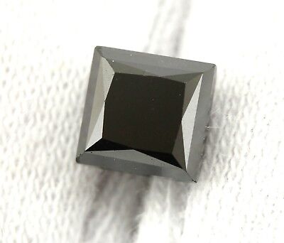 Loose princess cut 1.50ct treated black diamond 5.59x5.44x4.59mm estate