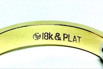 18k yellow gold platinum two tone milgrain band 3.4mm size 9 ring new 6.1 grams