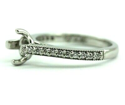 PLATINUM .80 CT ROUND DIAMOND ENGAGEMENT RING SEMI MOUNT .18CTW ACCENTS MILGRAIN