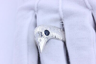 sterling silver 1ctw blue sapphire raven crow ring size 11 men's band 15.7g new