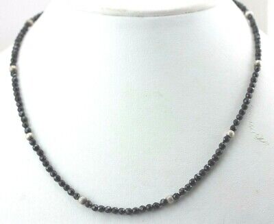 14k white gold 18 inch black spinel rondelle bead necklace strand/string new