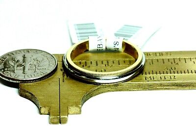 18k yellow gold platinum two tone milgrain band 3.4mm size 9 ring new 6.1 grams