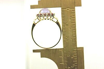 14k yellow gold Lavender Jadeite Jade Natural Rhodolite Garnet Halo Ring estate