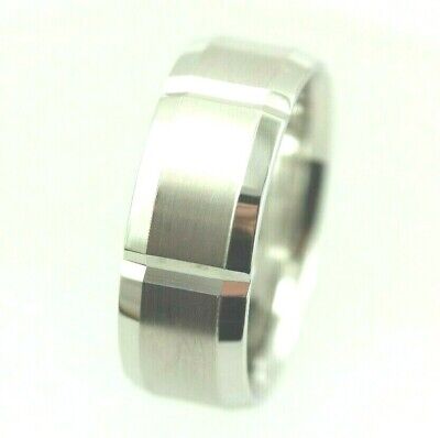 935 Argentium Sterling Silver wedding men's band ring satin matt 8mm size 10 cf