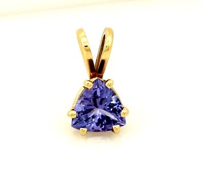 14k yellow gold 5.9mm trillion blue violet purple tanzanite solitaire pendant
