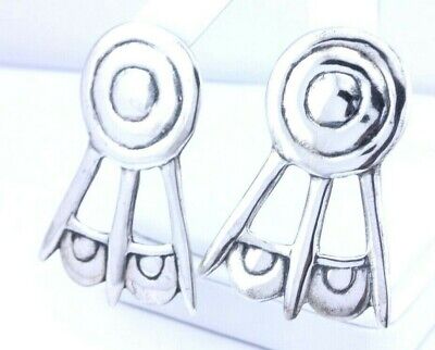 sterling silver earrings stud drop dangle 16.37g wheel feather medicine vintage
