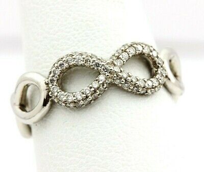 Platinum 0.28ctw round diamond infinity ring band wedding custom NEW size 6.5