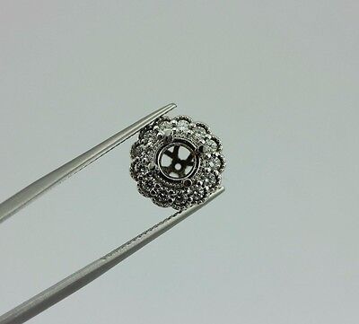 14k white gold diamond halo pendant prong setting for 3/4ct 5.6-5.8mm center new