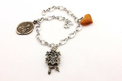 charm bracelet costume fashion Virgin Mary Jesus heart cuckoo clock moves 7.25"