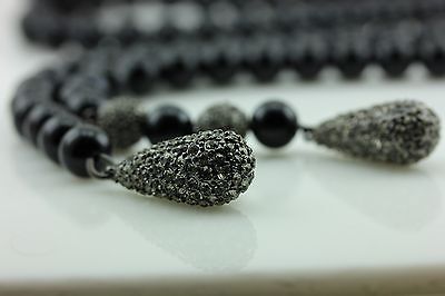 Opera length 4' 3" multi purpose bead necklace non continuous pewter base estate