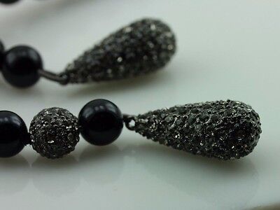 Opera length 4' 3" multi purpose bead necklace non continuous pewter base estate