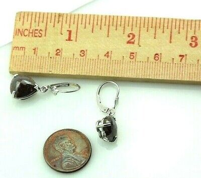 Pear Shape Rose Cut Natural Brown Diamonds 6.27ctw 14k White Gold Drop Earrings