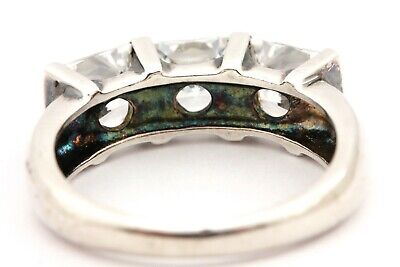 925 STERLING SILVER 3 STONE CZ 5 MM PRINCESS ENGAGEMENT RING SZ 5 WEDDING ESTATE