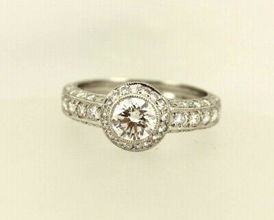 GIA 0.70 ct round G VS2 platinum Renaissance diamond engagement ring size 6 new