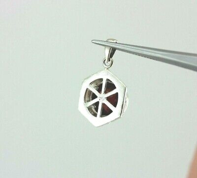 Sterling Silver 3.66ctw garnet diamond six star engraved bezel pendant new