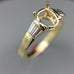 18k yellow gold engagement ring oval cushion semi mount baguette diamonds estate
