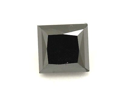 Loose princess cut 1.50ct treated black diamond 5.59x5.44x4.59mm estate