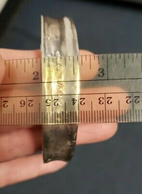 sterling silver cuff bangle bracelet 132.5g 7.75 inch 16mm hallmarks duck lion