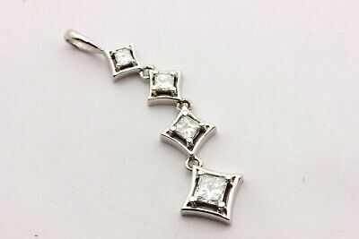 Journey Pendant 14k white gold 1/2ctw princess diamond dangle drop necklace new