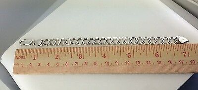 925 sterling silver plated double link 7" chain charm bracelet ITALY estate