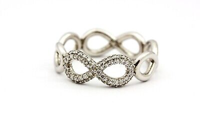 Platinum 0.28ctw round diamond infinity ring band wedding custom NEW size 6.5