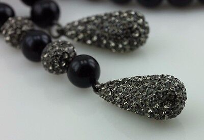 Opera length 4' 3" multi purpose bead necklace non continuous pewter base estate