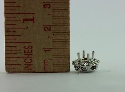 14k white gold diamond halo pendant prong setting for 3/4ct 5.6-5.8mm center new