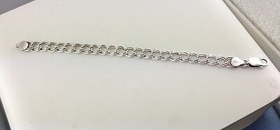 925 sterling silver plated double link 7" chain charm bracelet ITALY estate