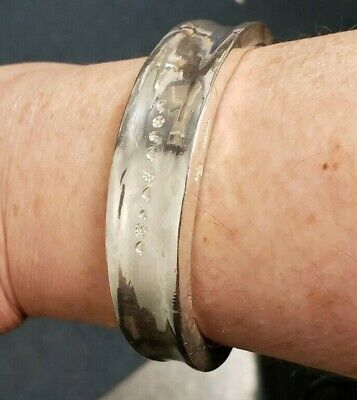 sterling silver cuff bangle bracelet 132.5g 7.75 inch 16mm hallmarks duck lion