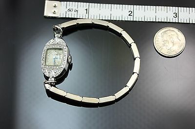 Platinum diamond 0.30 ct Elgin Art Deco woman's wrist watch estate vintage