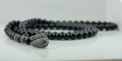 Opera length 4' 3" multi purpose bead necklace non continuous pewter base estate