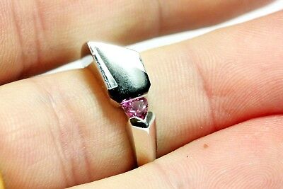 14k white gold Michael Angelo pink sapphire black jadeite ring band size 6.25