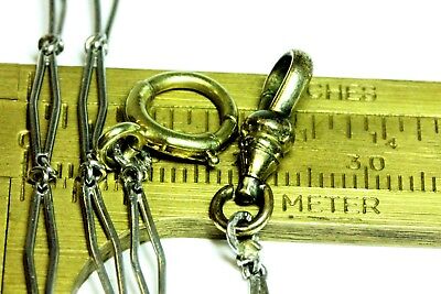 PLATINUM 14" ART DECO POCKET WATCH FOB CHAIN NECKLACE 14K Y GOLD BRASS KREISLER