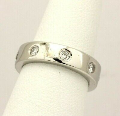 Platinum 0.44ctw round diamond wedding band ring size 4.25 estate