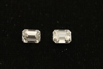 GIA diamond emerald cut matched pair 1.61ctw E F VS2 5.8x4.3mm natural new