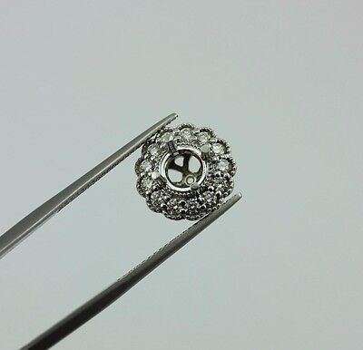 14k white gold diamond halo pendant prong setting for 3/4ct 5.6-5.8mm center new