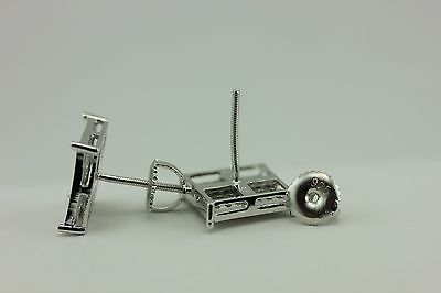 925 sterling silver 11 mm square pave 1mm rd CZ screwback pierced stud earrings