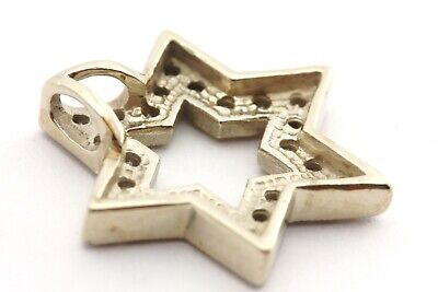 14k white gold 0.20ctw diamond Jewish Hebrew Star of David pendant new 1.36g