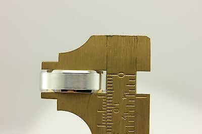 935 Argentium silver ring band 7mm polished bevel edge satin center NEW sz 9.5