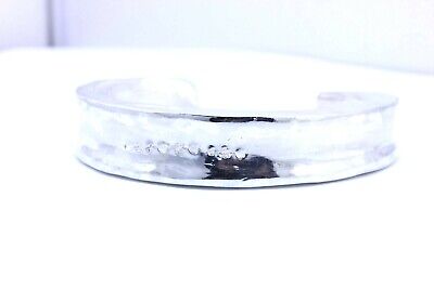 sterling silver cuff bangle bracelet 132.5g 7.75 inch 16mm hallmarks duck lion